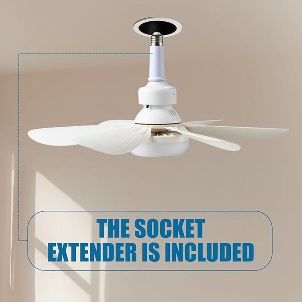 Socket Fan with LED Light and Remote Control 1000 lumens 16inch six speed fan